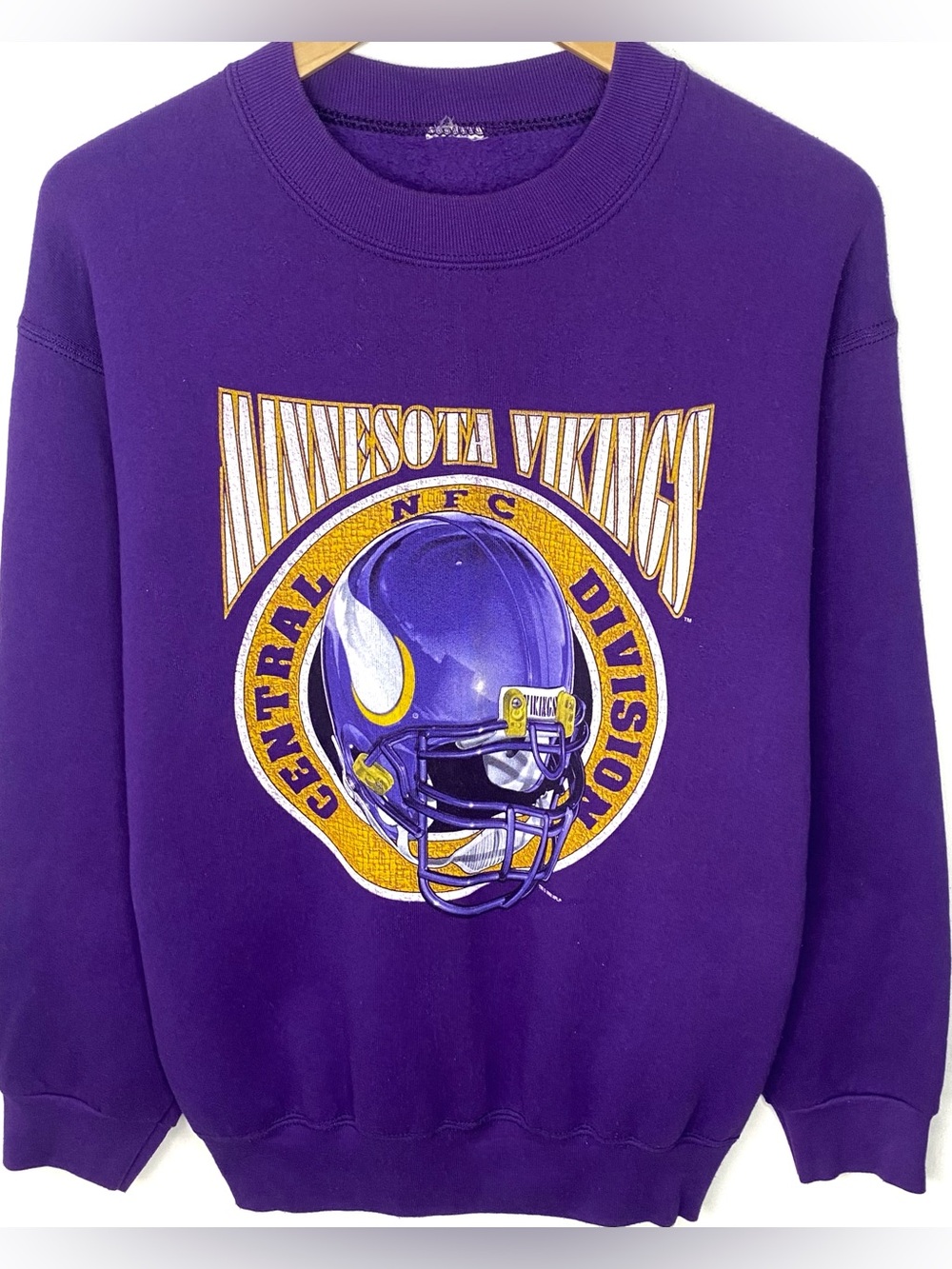 Vintage 90s Minnesota Vikings NFL Purple Crewneck Sweatshirt Made In USA Large